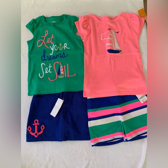 GYMBOREE NWT-GIRLS NAUTICAL SET sailboat top & anchor Skort neon pink/royal blue - Picture 12 of 13